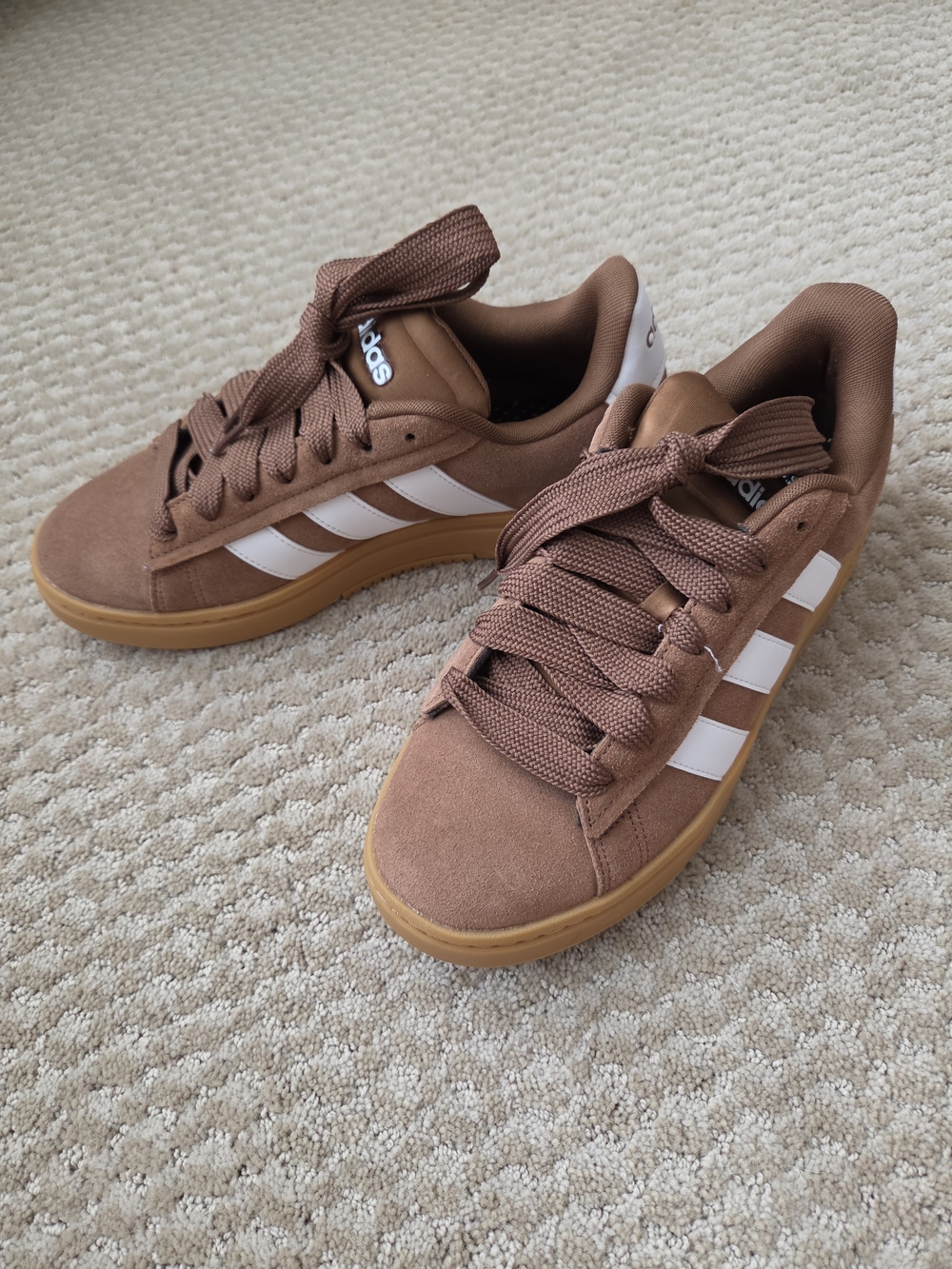 Adidas Grand Court Alpha Brown and White Suede Sneakers